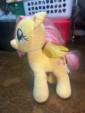 My Little Pony Build a Bear Yellow Plush with Pink Mane and Sparkle Wings